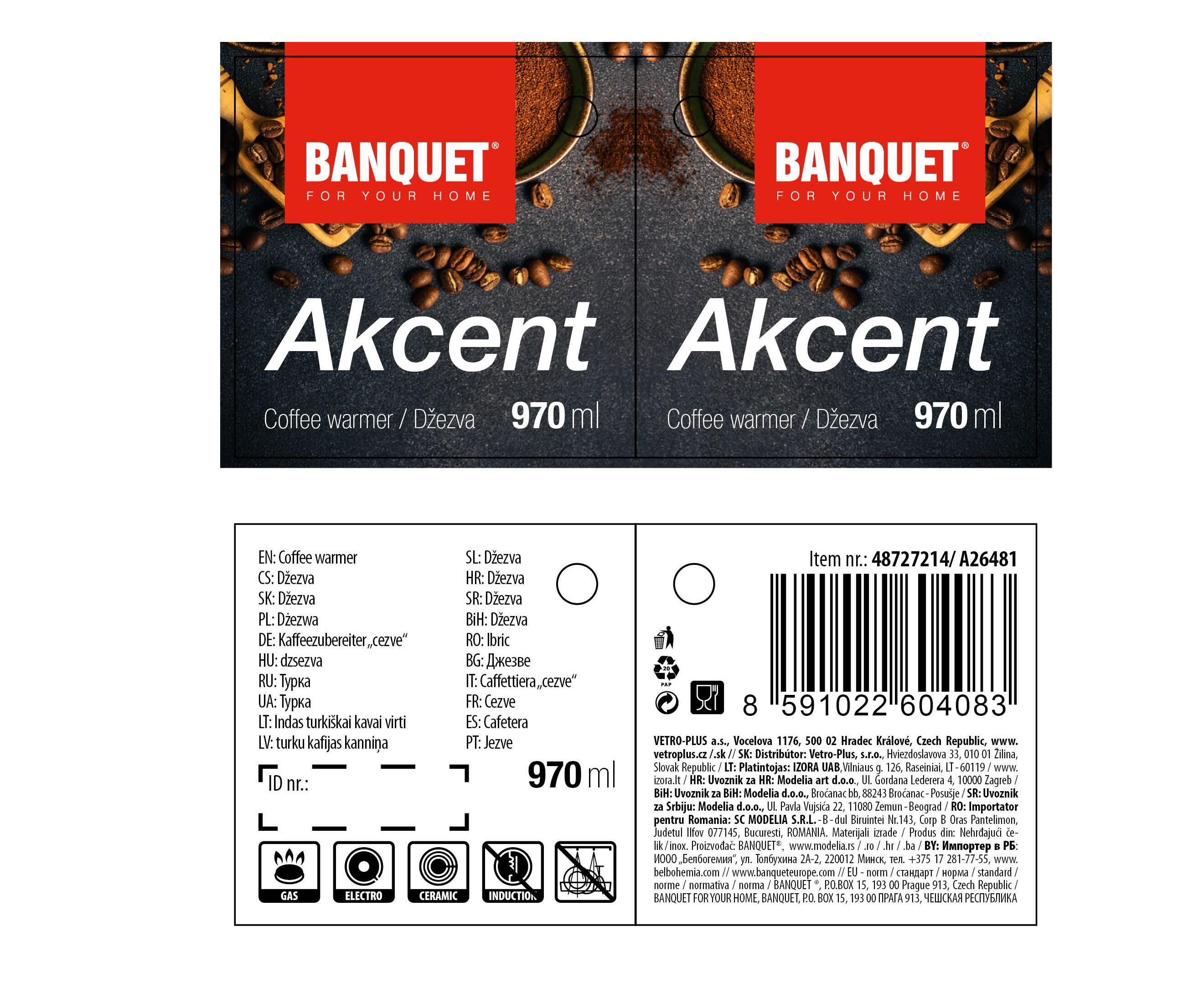 džezva 970ml AKCENT nerez 0.3 Kg MTA MAXMIX Sklad14 267137 8591022604083