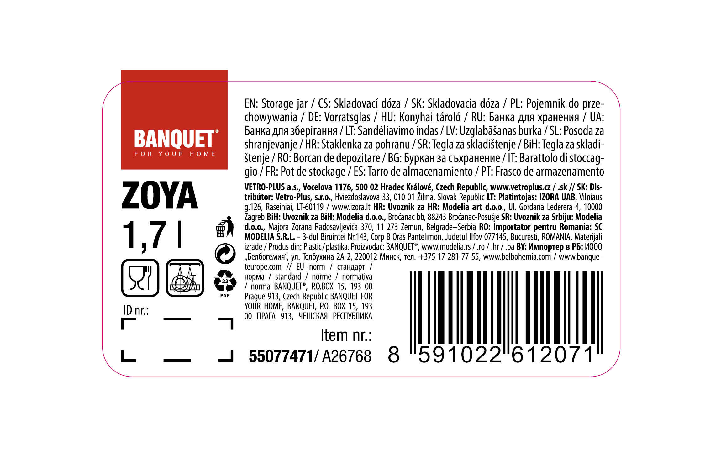 dóza s uchem 1,7l ZOYA PH 0.1 Kg MTA MAXMIX Sklad14 267147