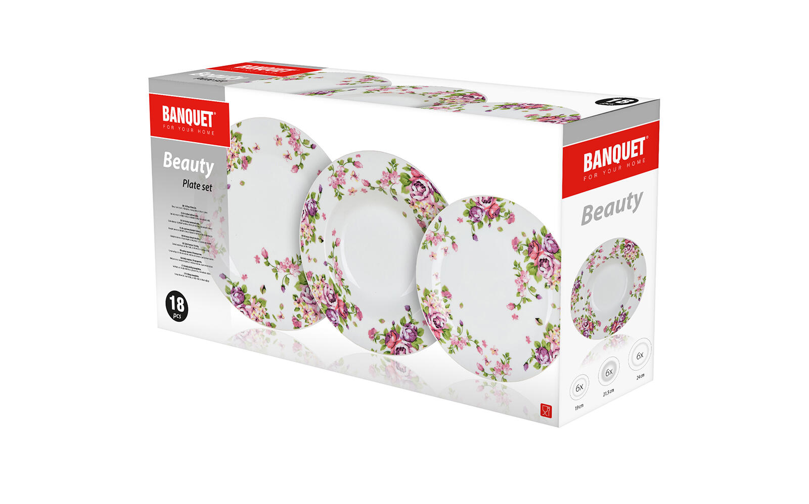 sada jídelní BEAUTY 18díl. porcelánová KYTKY 7.49 Kg MTA MAXMIX Sklad14 267156