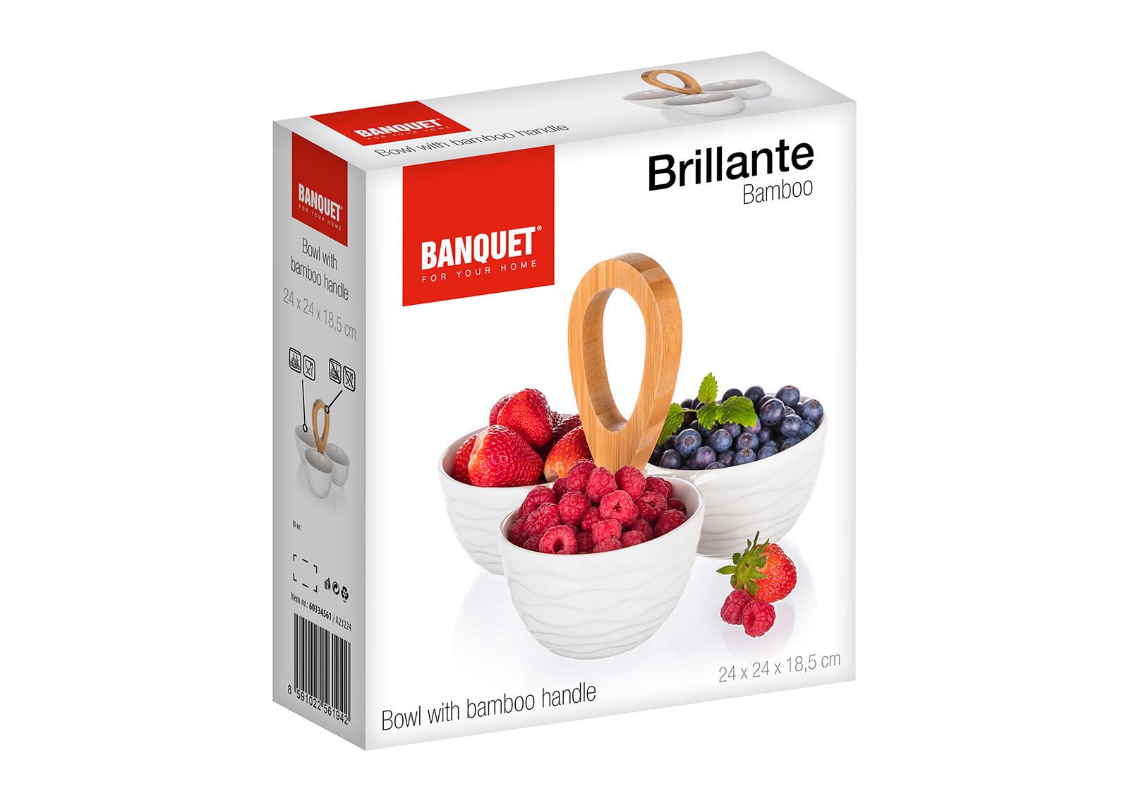 miska dělená 24x24x18cm porcelán/bambus BRILLANTE 1.12 Kg MTA MAXMIX Sklad14 267162