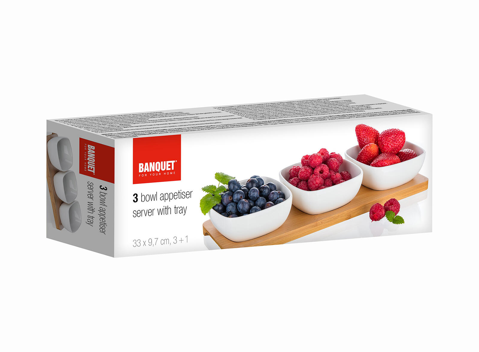 miska sada 4díl.(3xmiska,1xtác) 33x9,7x4,7cm porcelán/bambus BRILL 0.78 Kg MTA MAXMIX Sklad14 267164