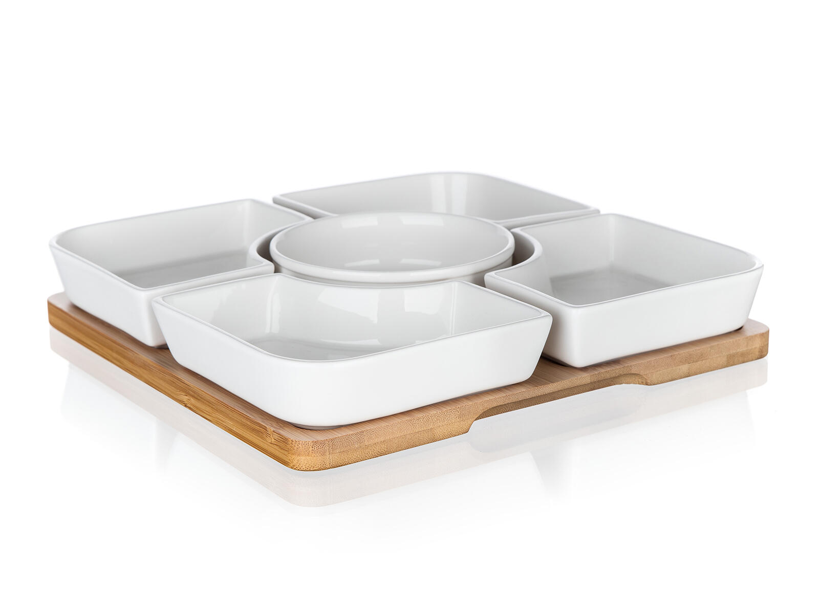 miska sada 6díl.(5xmiska,1xtác) 24,5x24,5x4,5cm porcelán/bambus BR 1.65 Kg MTA MAXMIX Sklad14 267165