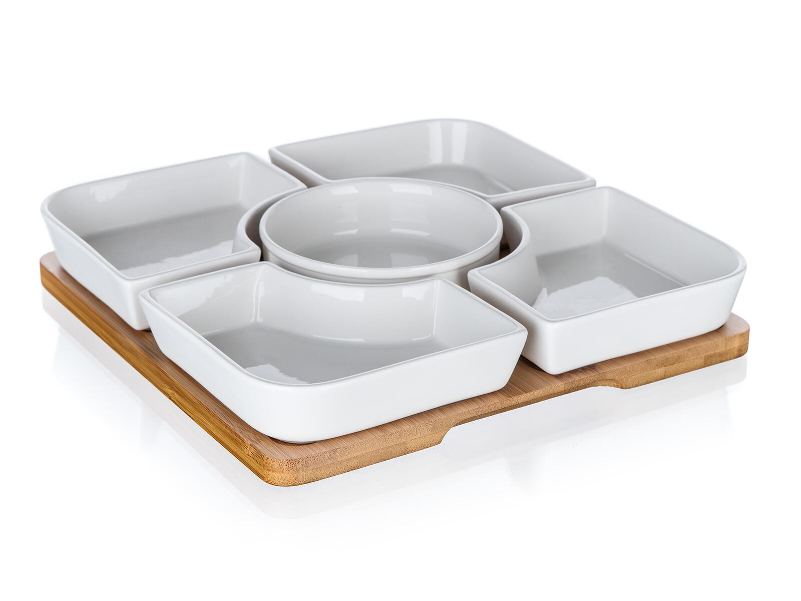 miska sada 6díl.(5xmiska,1xtác) 24,5x24,5x4,5cm porcelán/bambus BR 1.65 Kg MTA MAXMIX Sklad14 267165