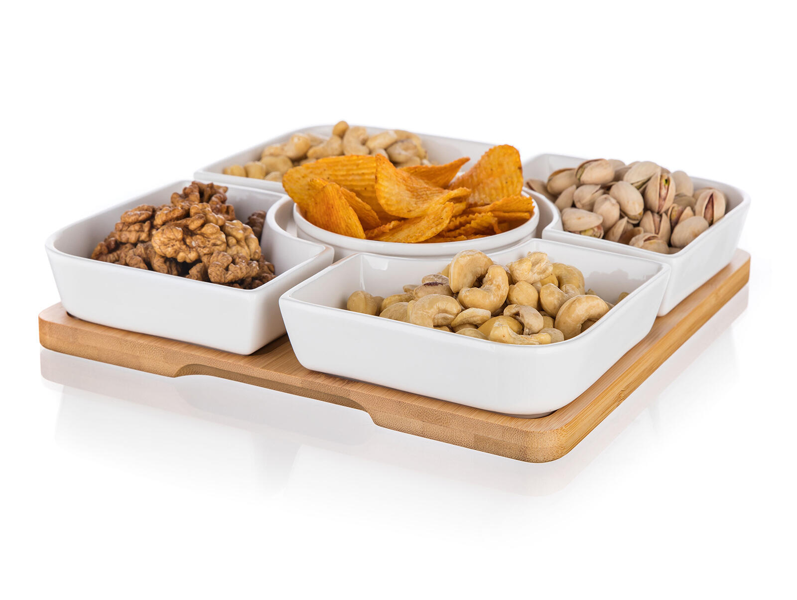 miska sada 6díl.(5xmiska,1xtác) 24,5x24,5x4,5cm porcelán/bambus BR 1.65 Kg MTA MAXMIX Sklad14 267165