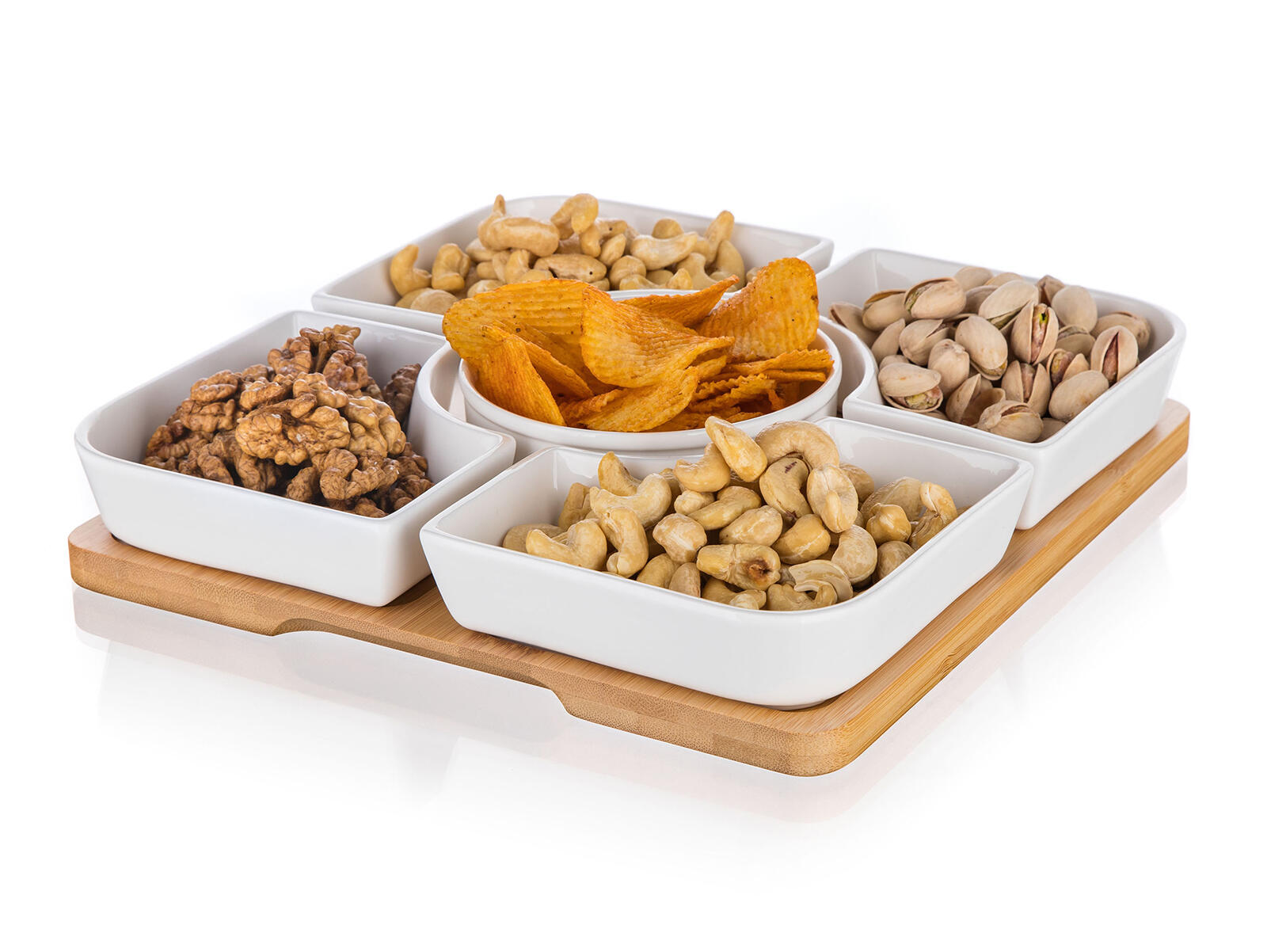 miska sada 6díl.(5xmiska,1xtác) 24,5x24,5x4,5cm porcelán/bambus BR 1.65 Kg MTA MAXMIX Sklad14 267165