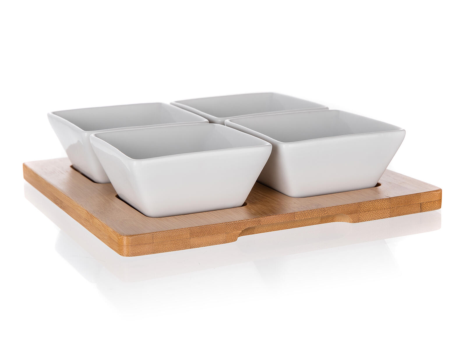 miska sada 5díl.(4xmiska,1xtác) 20x20cm porcelán/bambus BRILLANTE 0.9 Kg MTA MAXMIX Sklad14 267166