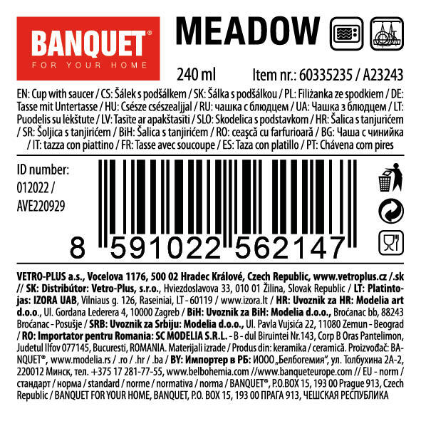 šálek + podšálek 240ml MEADOW keramický