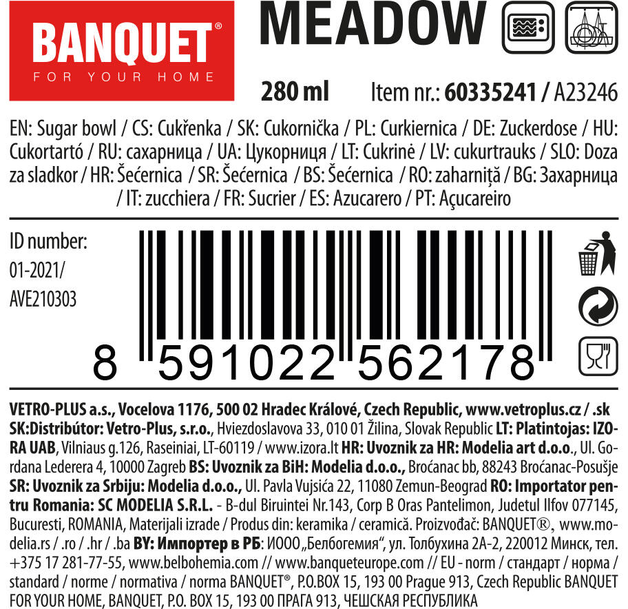 cukřenka 280ml MEADOW keramická 0.2 Kg MTA MAXMIX Sklad14 267176