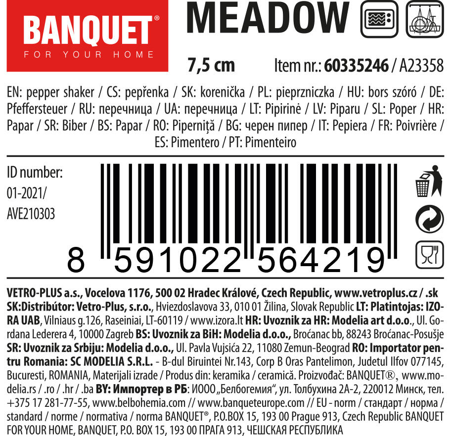 pepřenka 7,5cm MEADOW keramická 0.06 Kg MTA MAXMIX Sklad14 267179