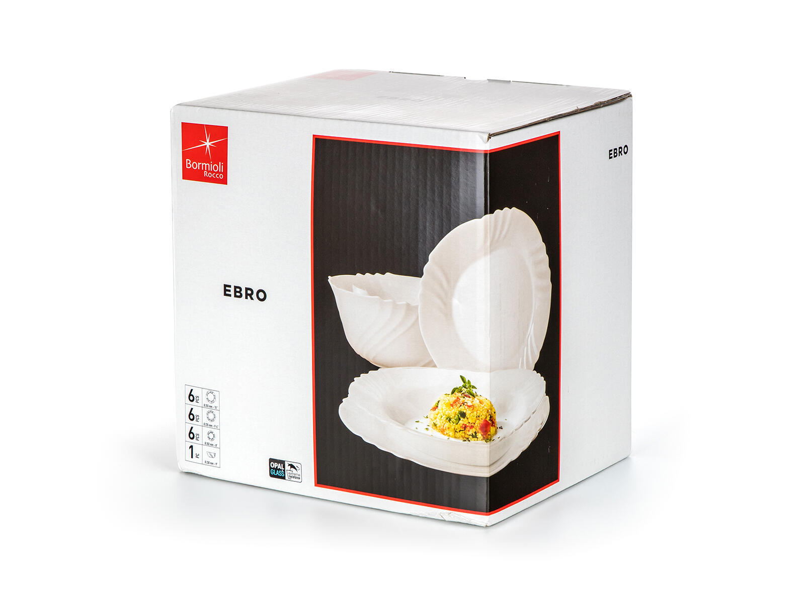 sada jídelní EBRO 19díl. skleněná BÍ 7.35 Kg MTA MAXMIX Sklad14 267186