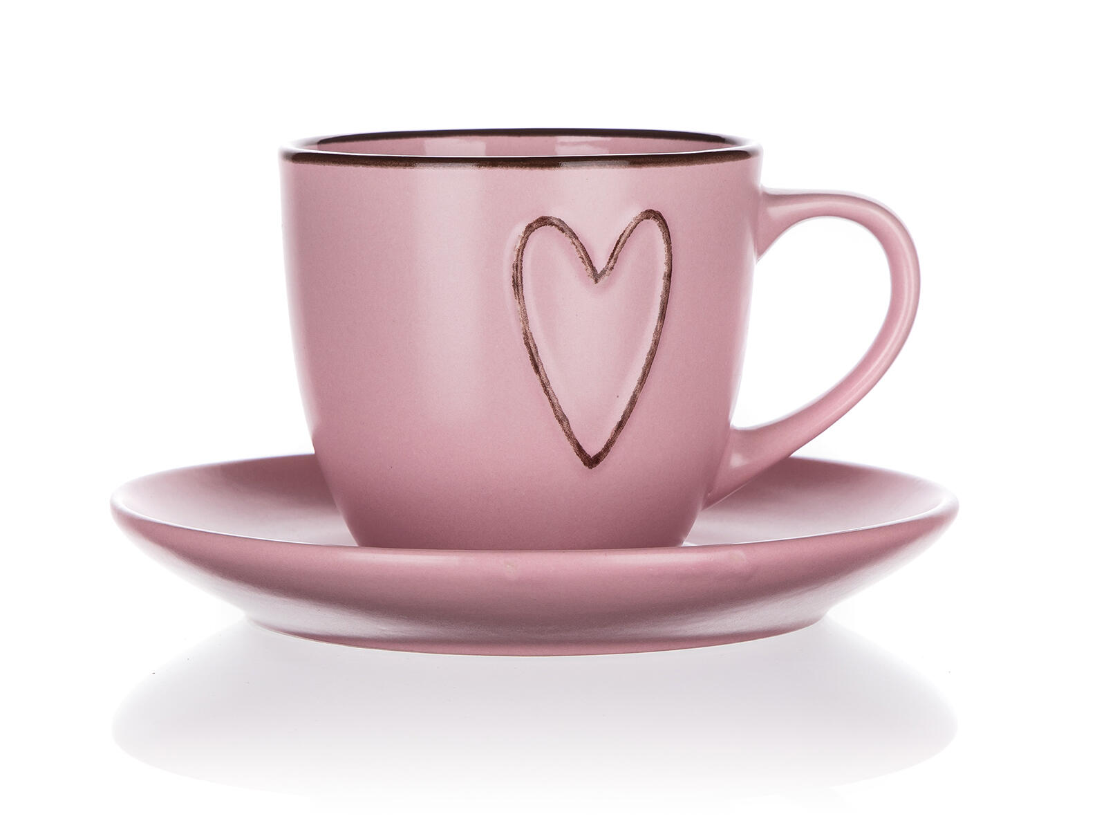 šálek + podšálek 260ml HEART RŮŽ keramický