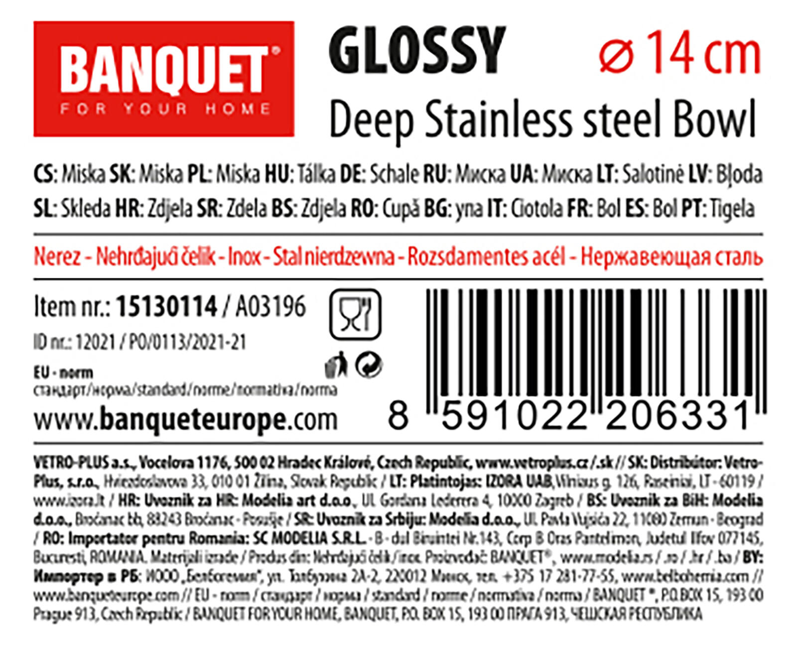 miska pr.14cm GLOSSY nerez