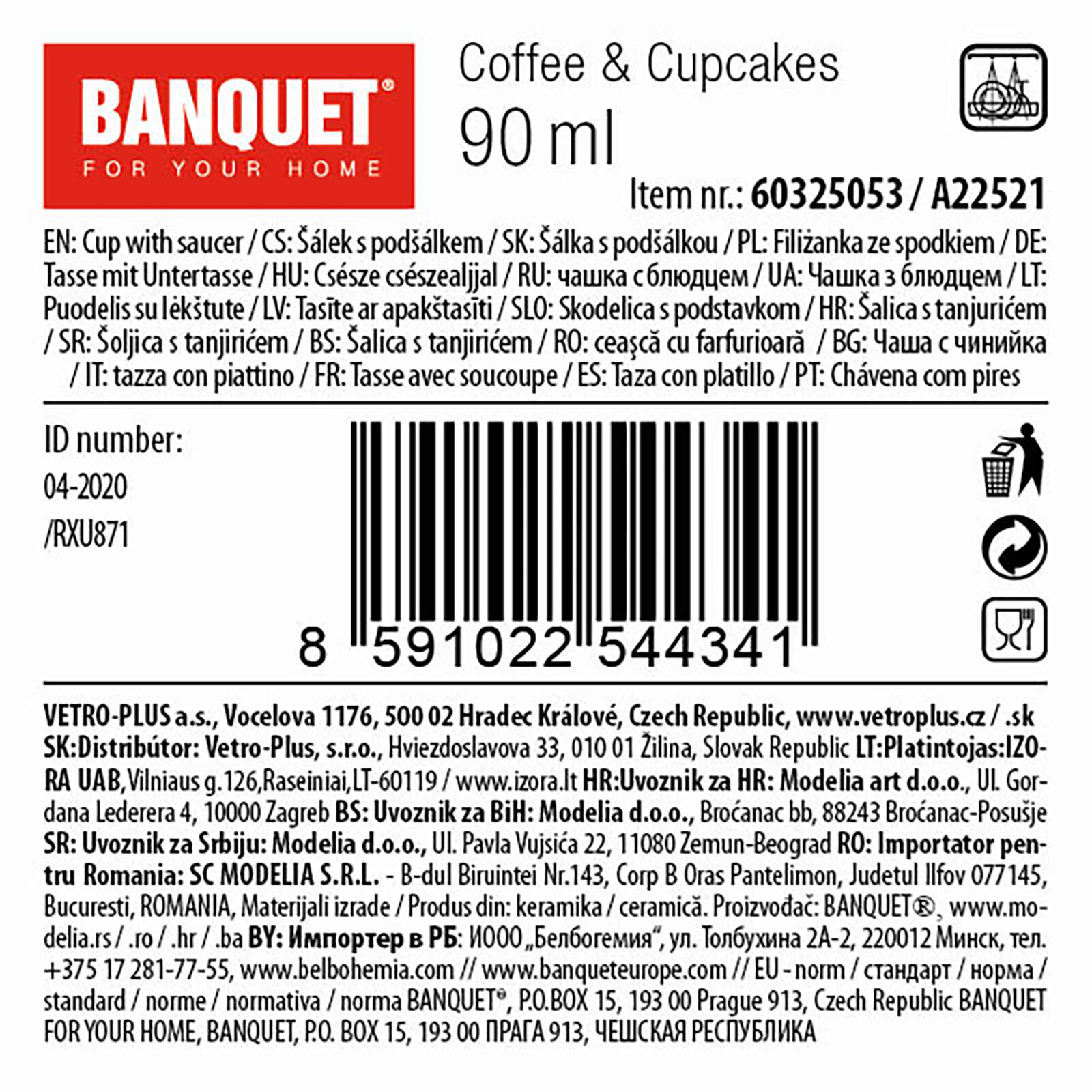 šálek + podšálek  90ml COFFEE&CUPCAKES keramický 0.24 Kg MTA MAXMIX Sklad14 267238