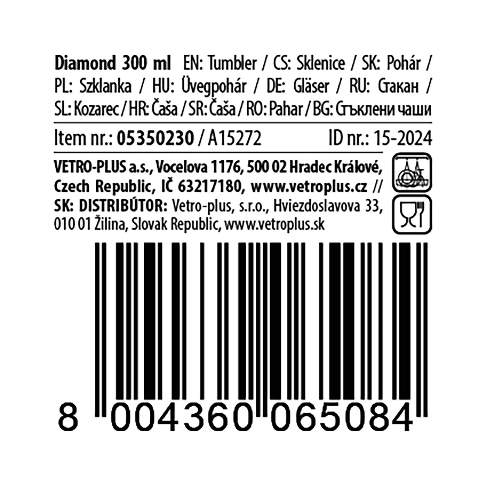 sklenice 300ml DIAMOND FI 0.28 Kg MTA MAXMIX Sklad14 267242