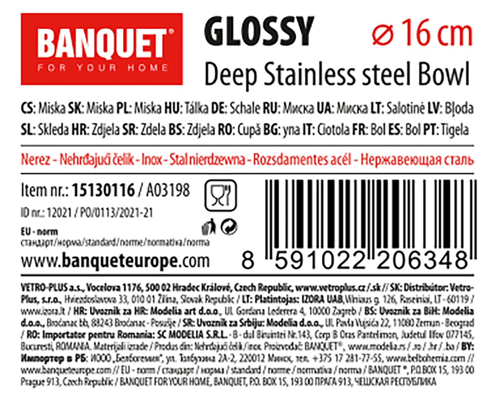 miska pr.16cm GLOSSY nerez