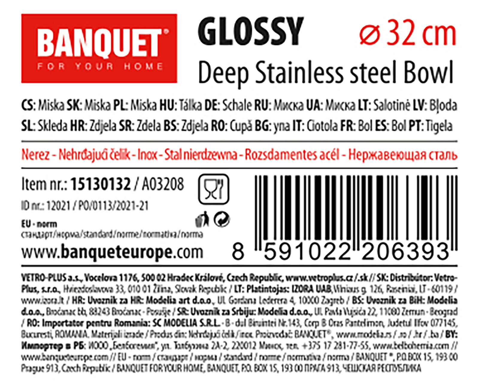 miska pr.32cm GLOSSY nerez