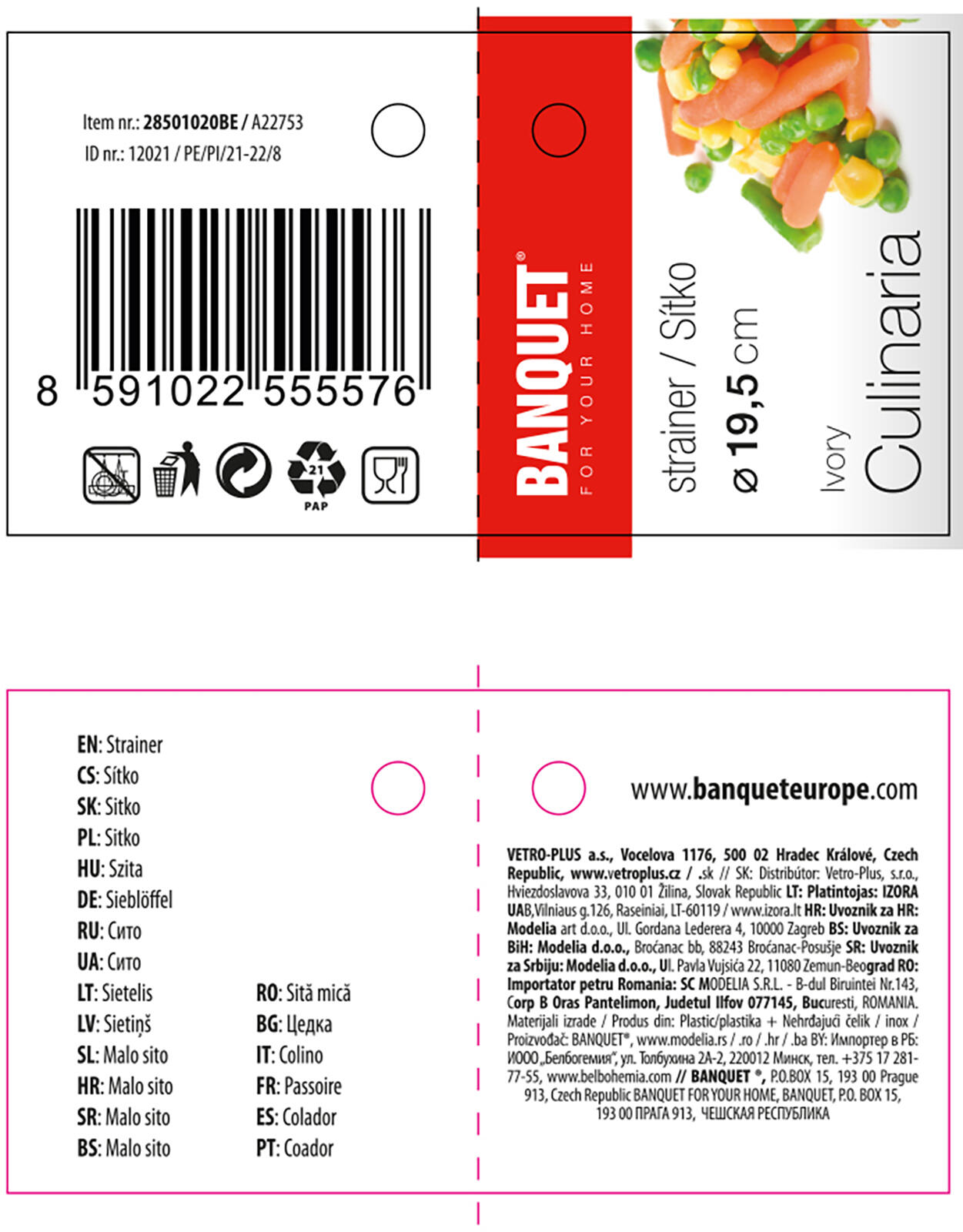 sítko 19,5cm kov.+PH IVORY CULINARIA 0.2 Kg MTA MAXMIX Sklad14 267276 8591022555576