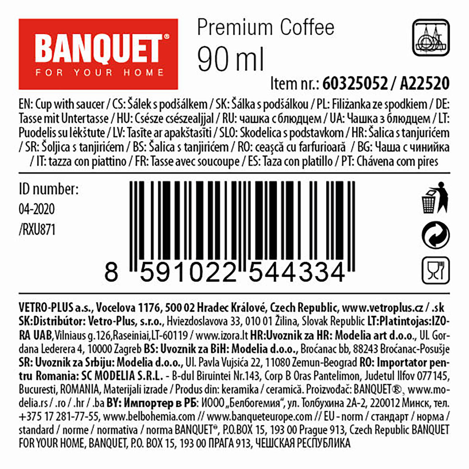 šálek + podšálek  90ml PREMIUM COFFEE keramický 0.24 Kg MTA MAXMIX Sklad14 267312