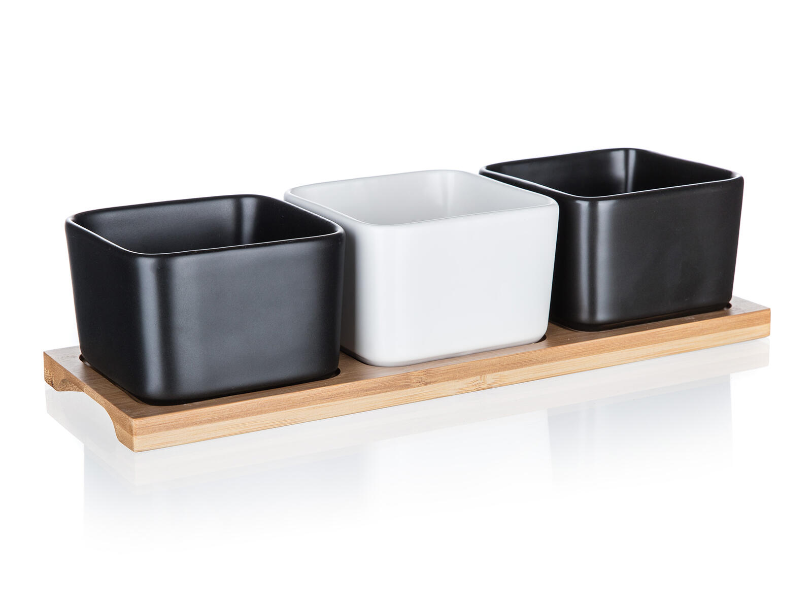 miska sada 4díl.(3xmiska,1xtác) 28,2x9,8x7cm BRILLANTE porc.BÍ,ČER