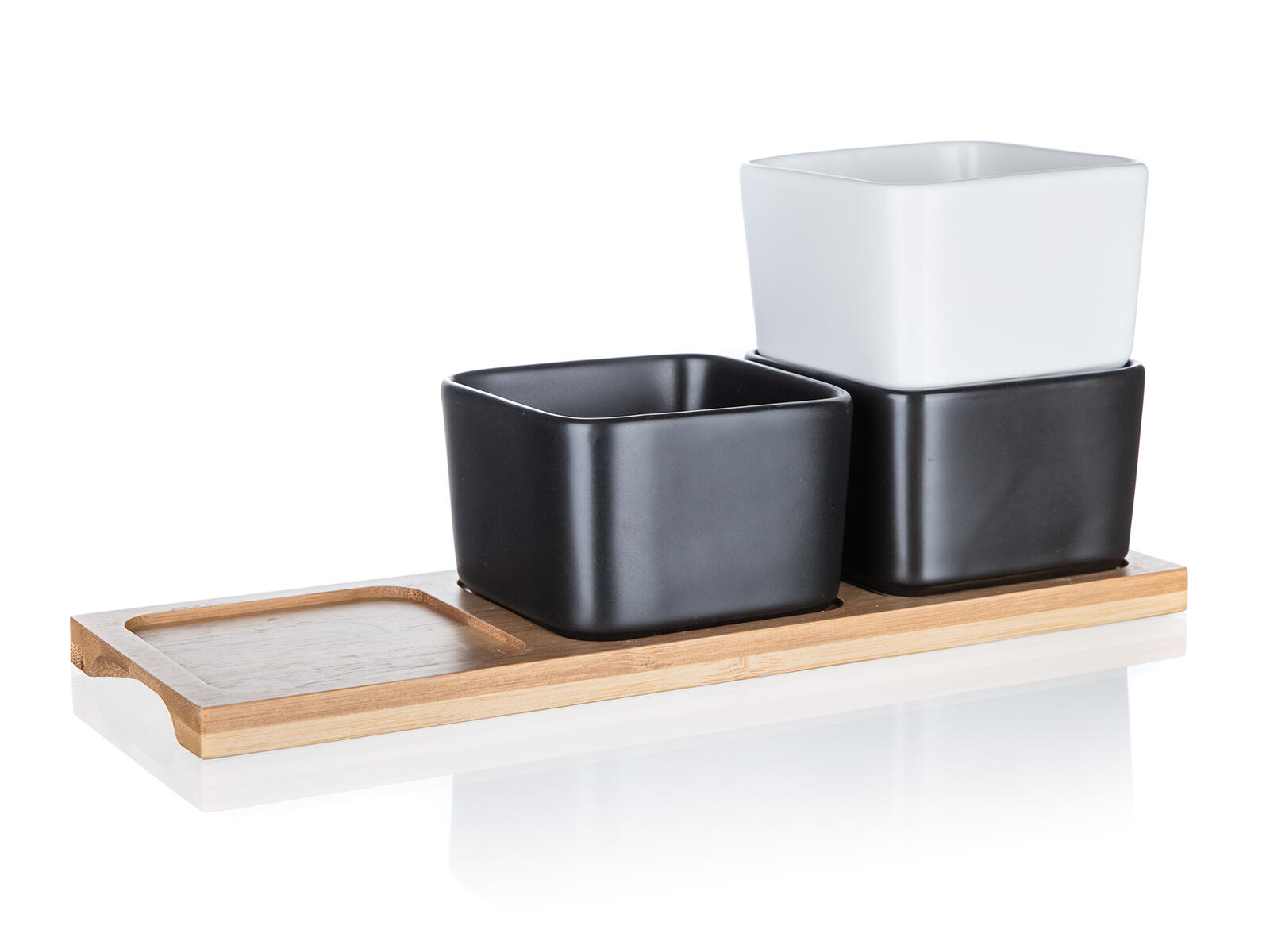 miska sada 4díl.(3xmiska,1xtác) 28,2x9,8x7cm BRILLANTE porc.BÍ,ČER