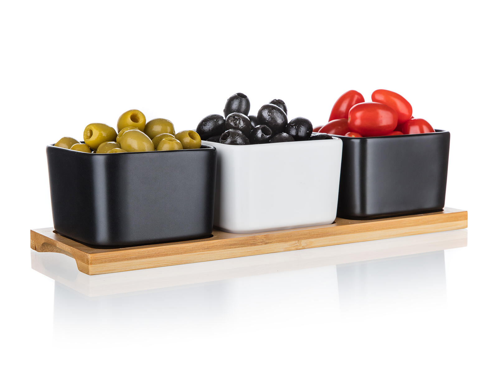 miska sada 4díl.(3xmiska,1xtác) 28,2x9,8x7cm BRILLANTE porc.BÍ,ČER