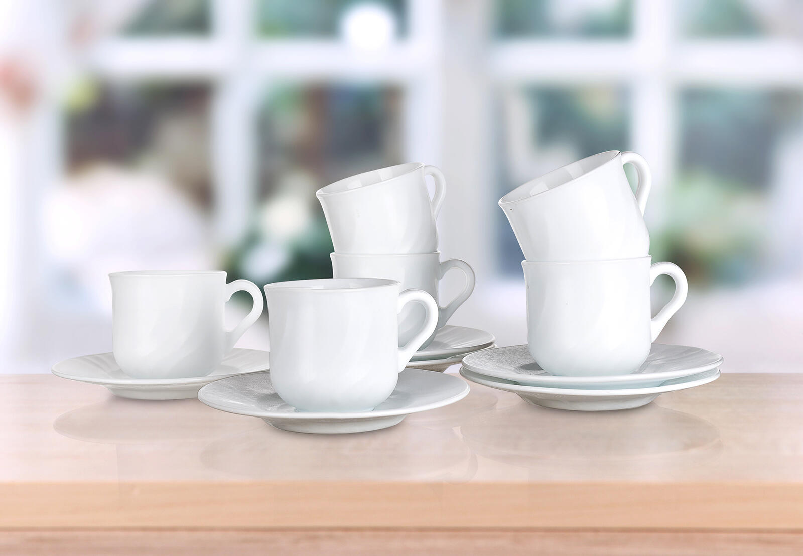 šálek + podšálek 250ml EBRO skleněný BÍ (6ks) 2.23 Kg MTA MAXMIX Sklad14 266143