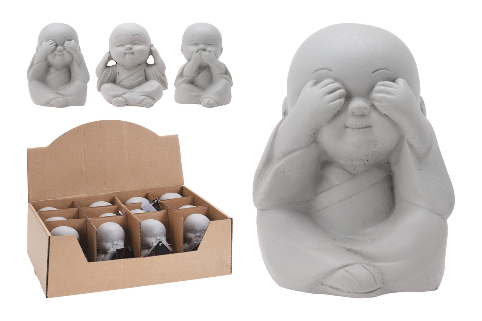 dekorace BUDDHA 7,5x7x8cm, cement, mix 3 dekory 0.2 Kg MTA MAXMIX Sklad14 387082