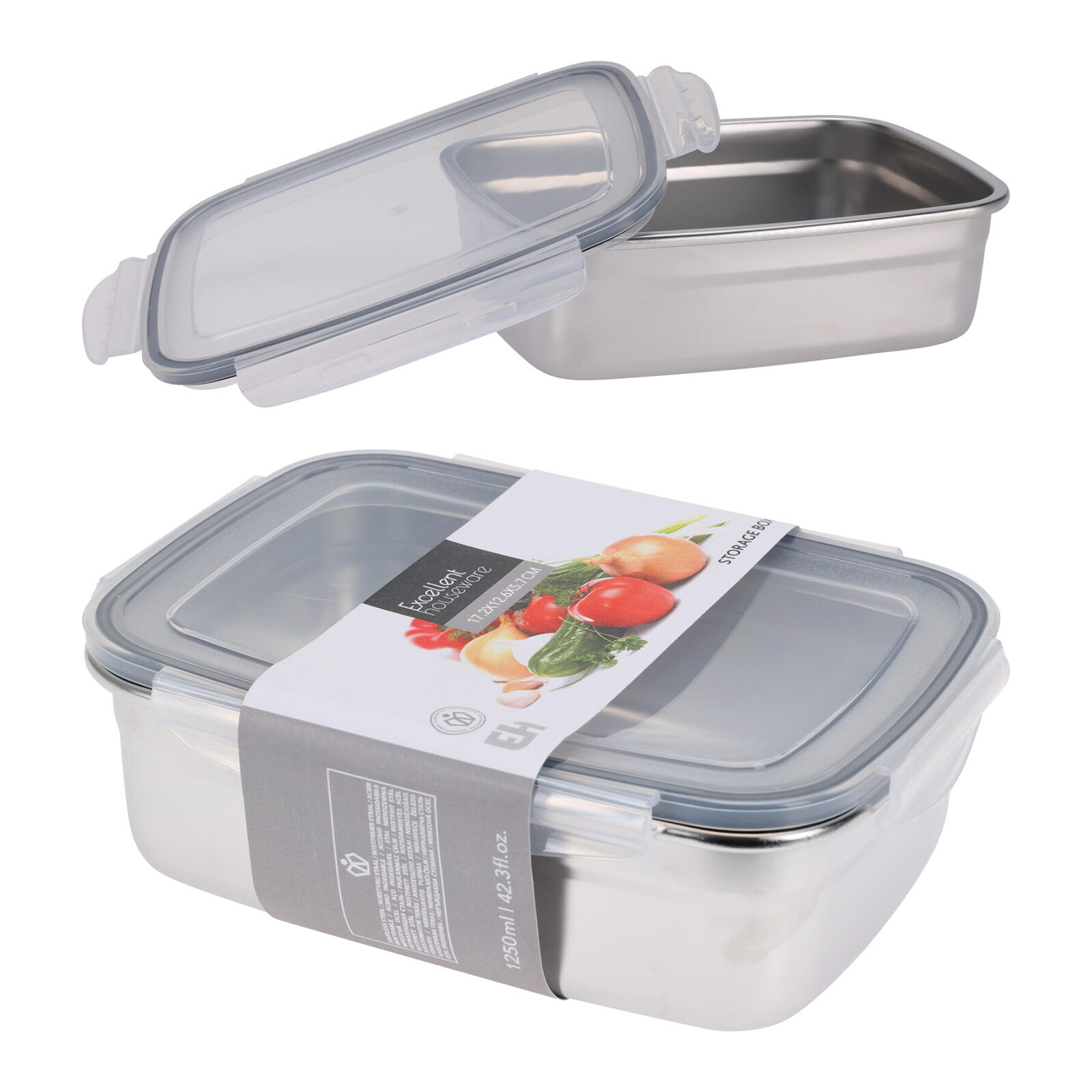 dóza obdél. 1,25, 19,5x14,5x6,5cm, nerez+PH víčko s klick uz. 0.21 Kg MTA MAXMIX Sklad14 387188