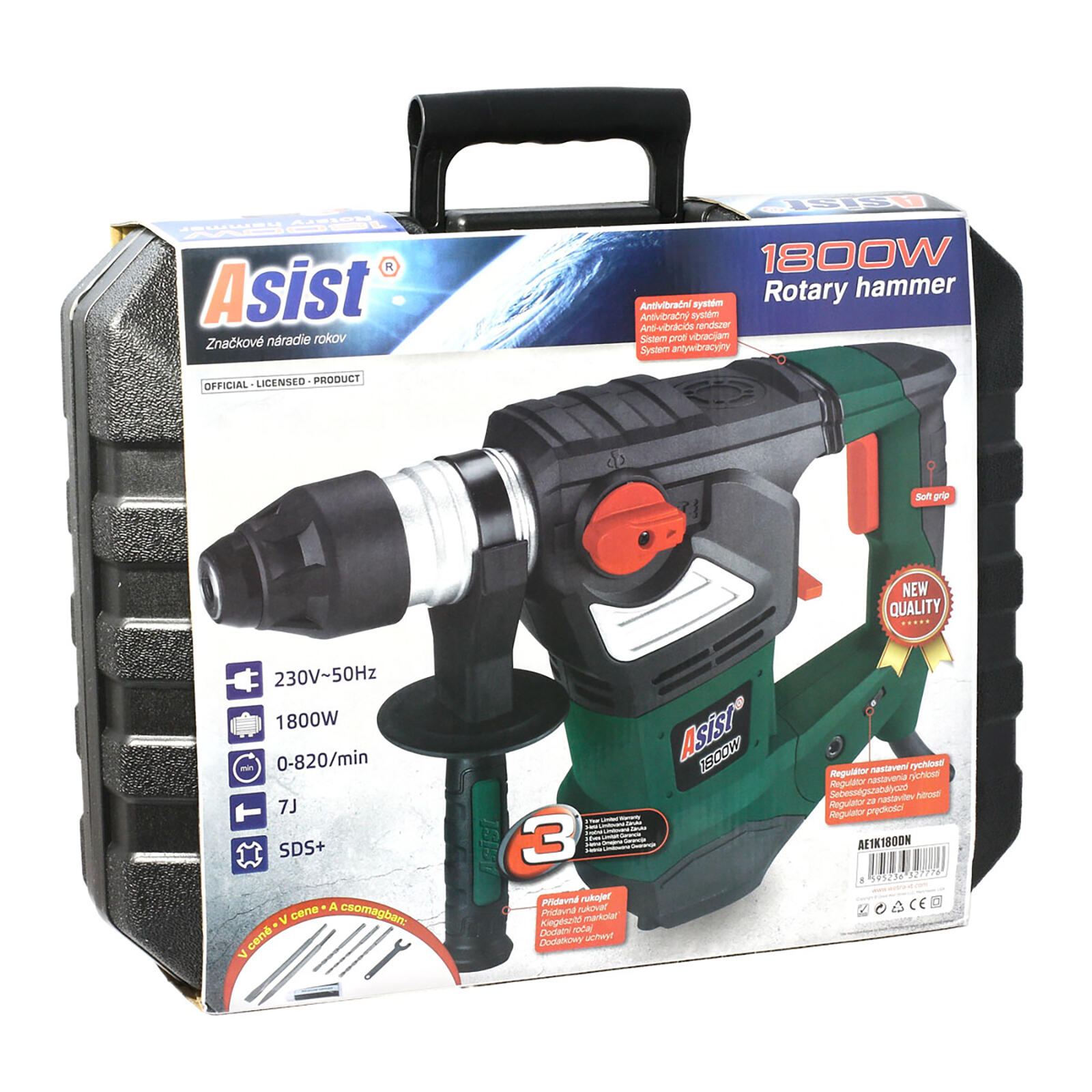 kladivo vrtací a bourací 1800W, kufr, příslušenství ASIST 5.72 Kg MTA MAXMIX Sklad14 723558