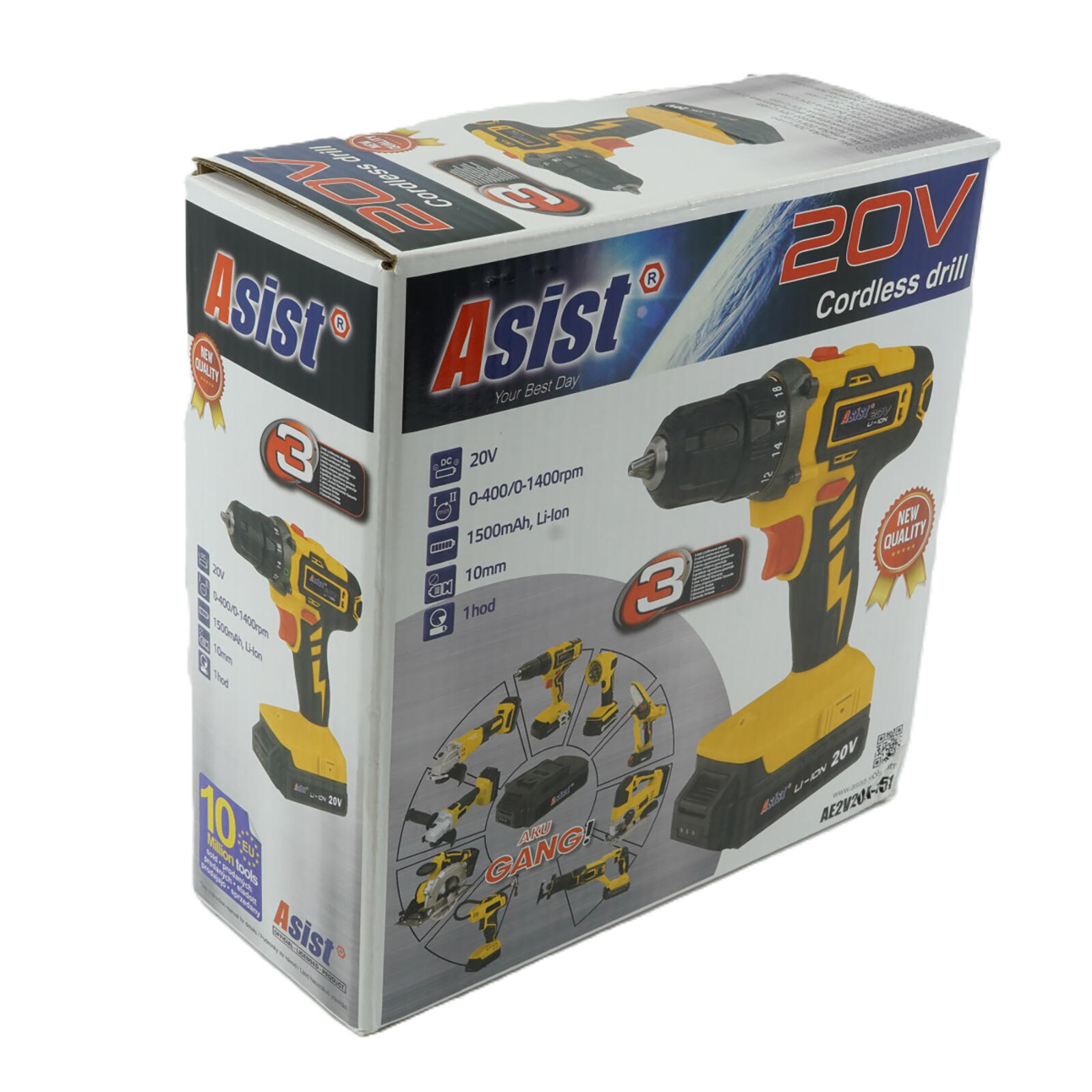 vrtačka Aku 20V 1,5Ah GANGSTART s baterií a nabíječkou ASIST 0.9 Kg MTA MAXMIX Sklad14 723750
