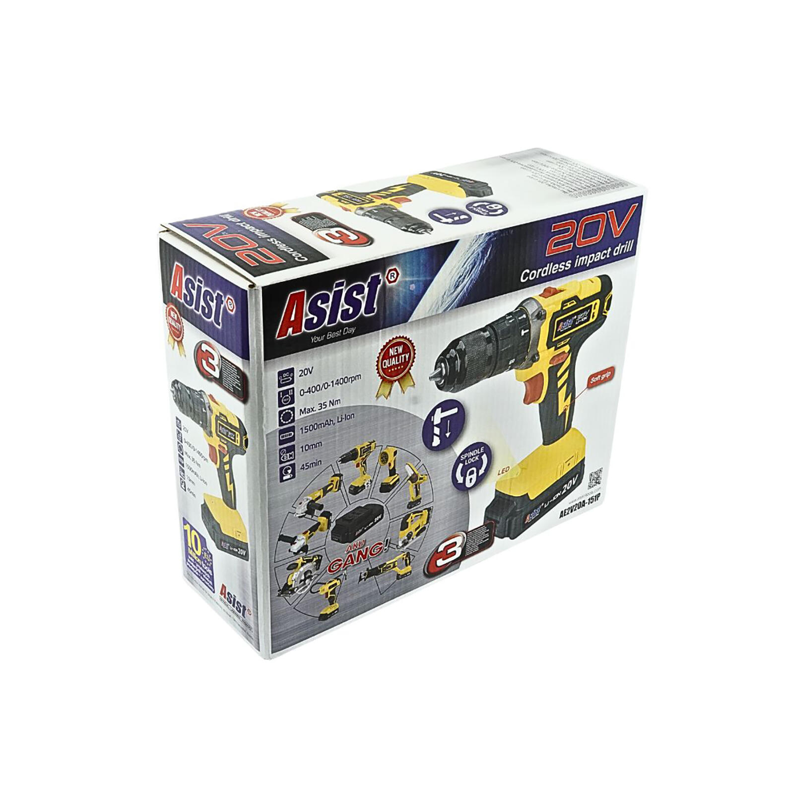 vrtačka Aku 20V s příklepem 1,5Ah GANGSTART s baterií a nabíječkou ASIST 0.9 Kg MTA MAXMIX Sklad14 723751