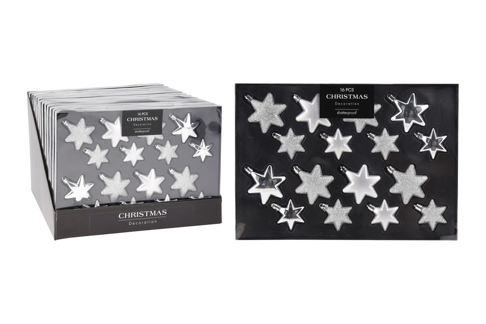 ozdoba vánoční HVĚZDA (8x6cm/8x5cm) STŘ mix (16ks) 0.06 Kg MTA MAXMIX Sklad14 387360