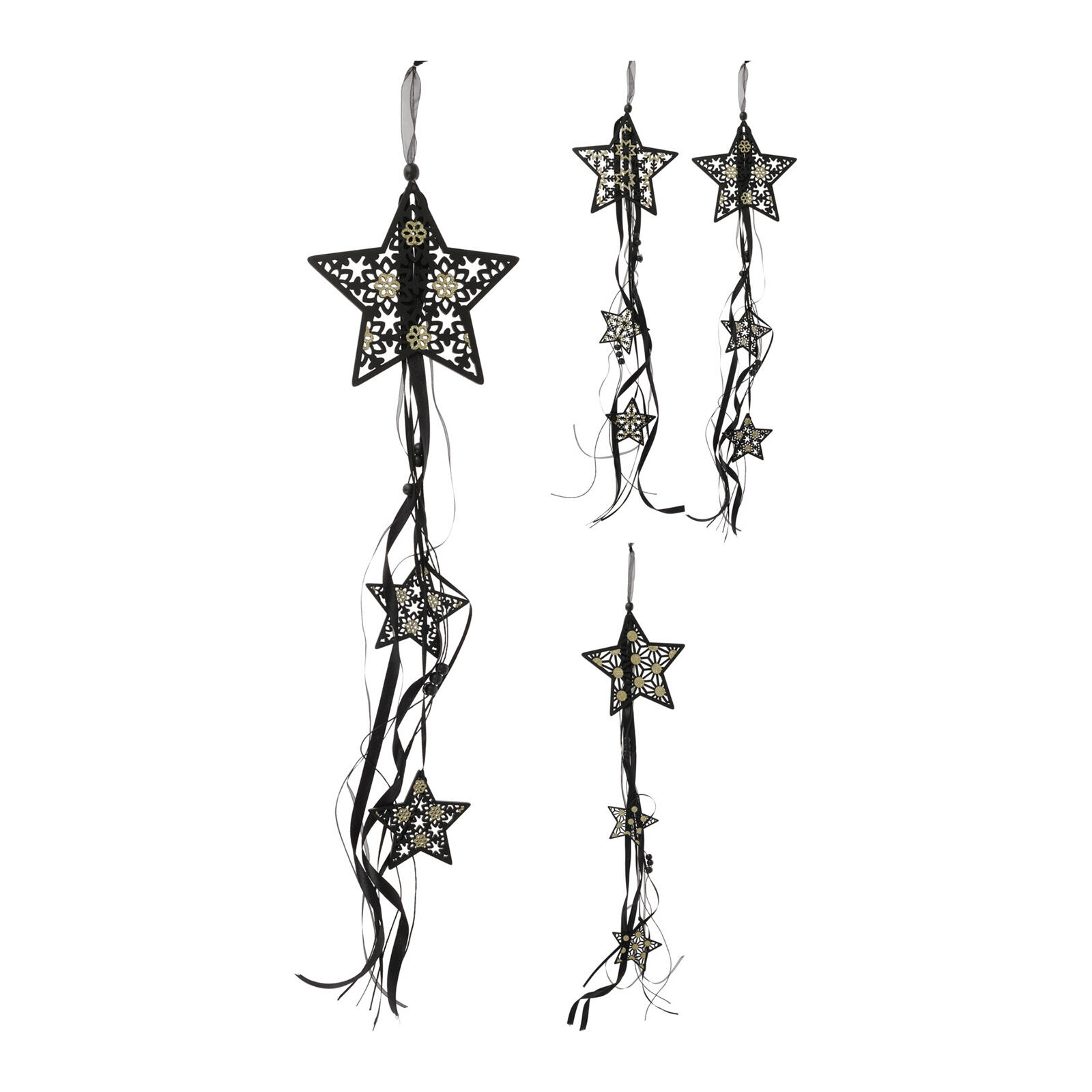 dekorace HVĚZDA 16cm závěsná dřev.ČER se stužkami mix 0.04 Kg MTA MAXMIX Sklad14 387369