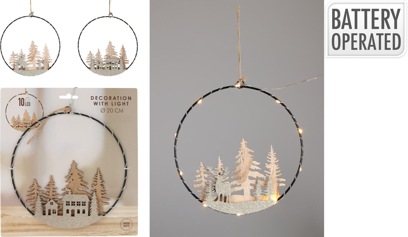 dekorace KRUH pr.20cm 10LED závěsný mix motivů 0.06 Kg MTA MAXMIX Sklad14 387371