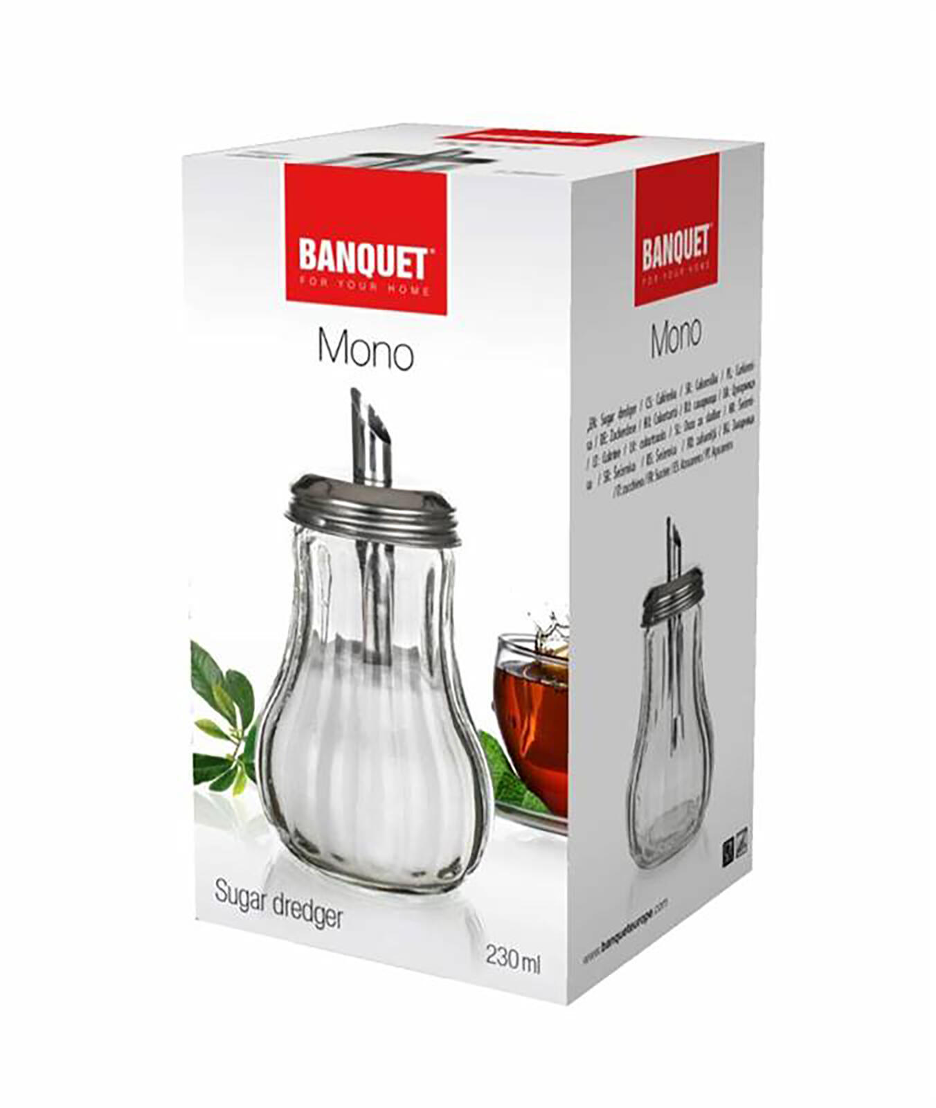 cukřenka dávkovací MONO 230ml sklo+nerez