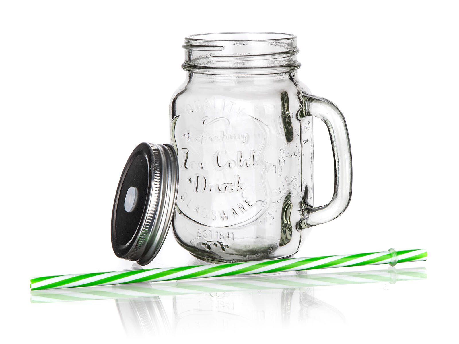 hrnek 450ml MADEIRA, s víčkem a brčkem, sklo/kov/PH