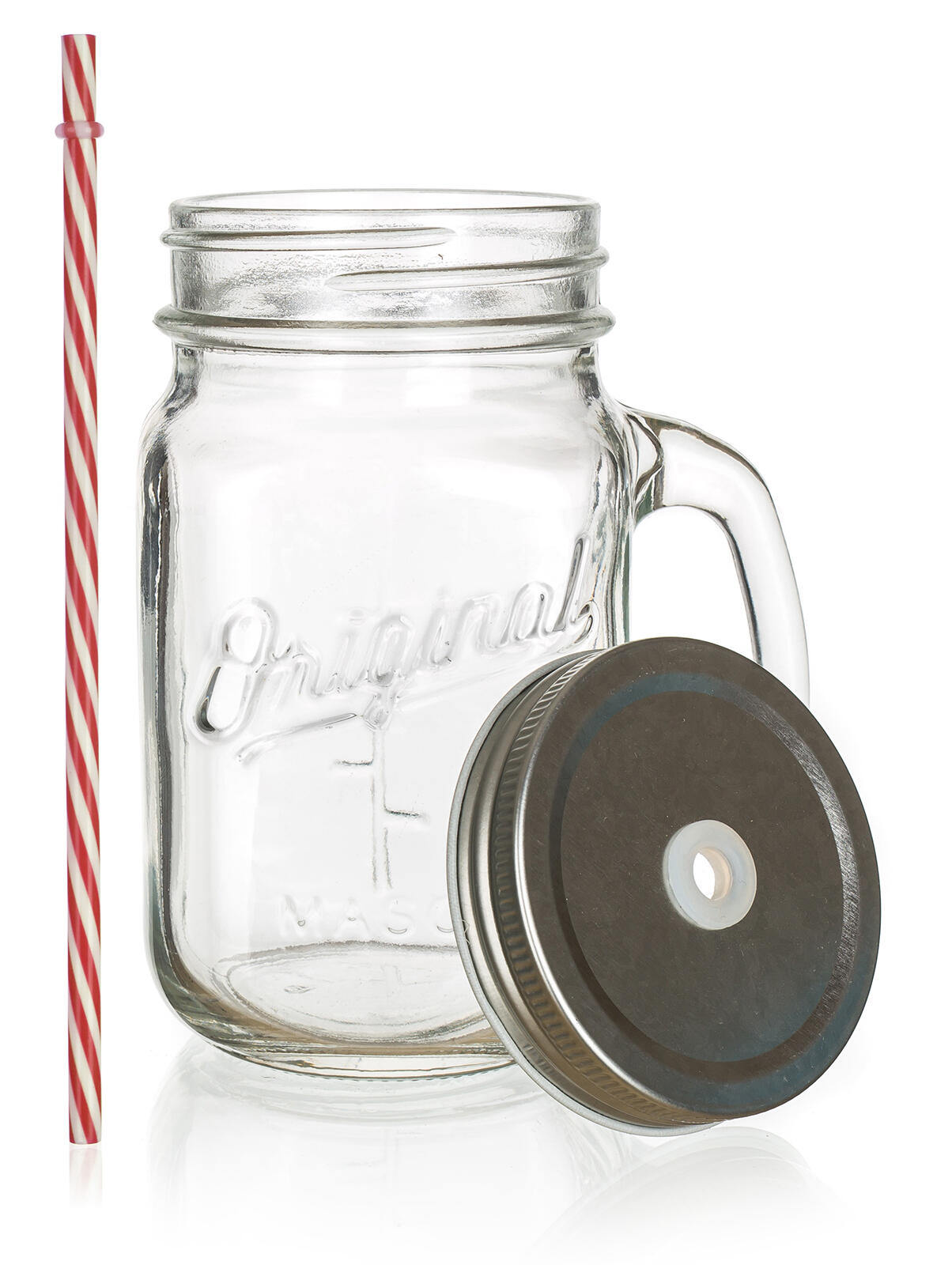 hrnek 450ml MADEIRA, s víčkem a brčkem, sklo/kov/PH