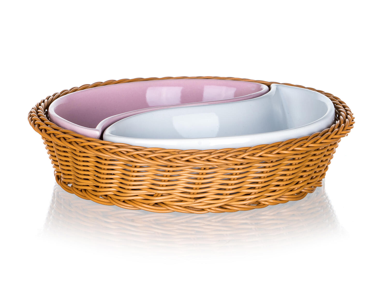miska sada 2díl. pr.20,5cm ROSE, v košíku, keramika/proutí