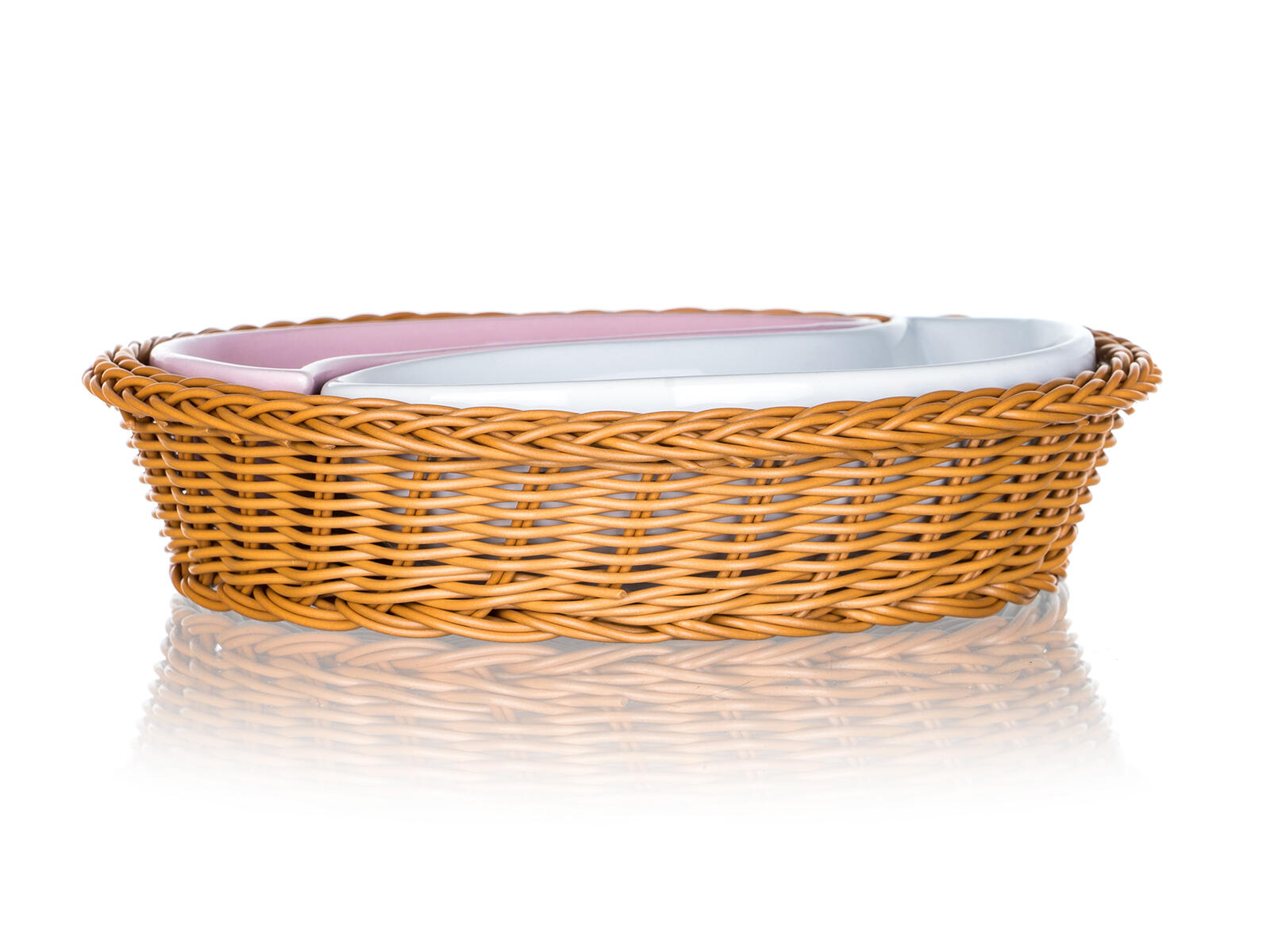 miska sada 2díl. pr.20,5cm ROSE, v košíku, keramika/proutí