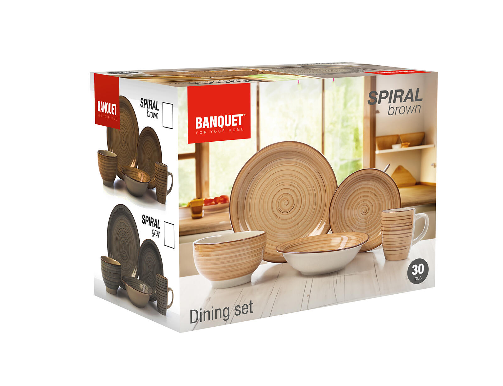 sada jídelní SPIRAL BROWN 30díl. keramická 15.44 Kg MTA MAXMIX Sklad14 287729