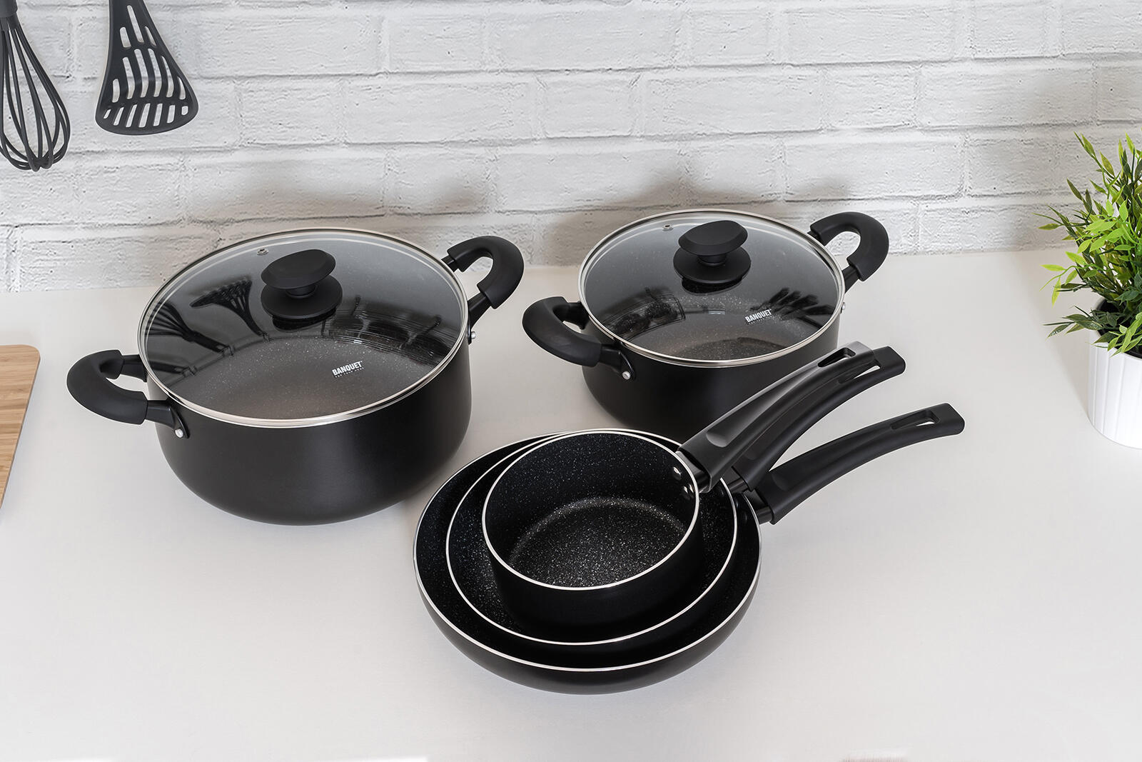 sada nádobí BLACK STONE 7díl. nepřiln.povrch
