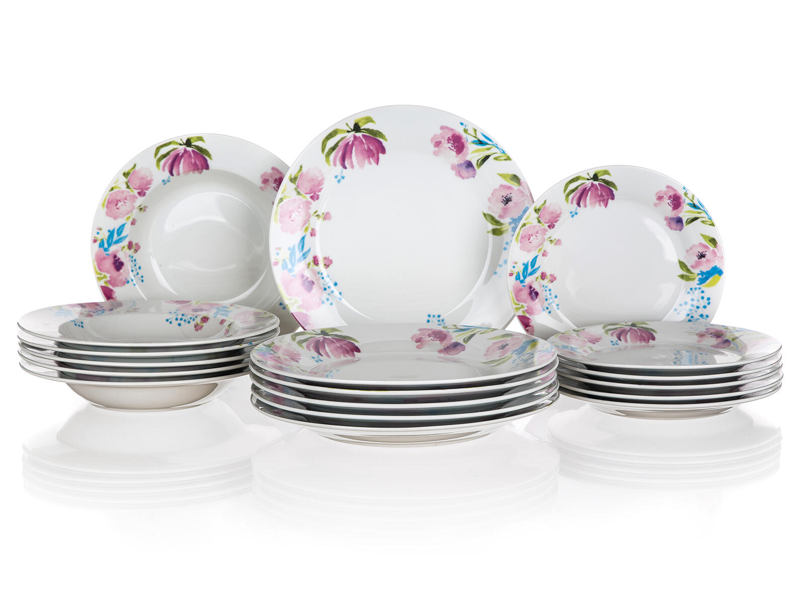 sada jídelní PINK FLOWERS 18díl. porcelánová BÍ 7.51 Kg MTA MAXMIX Sklad14 287785