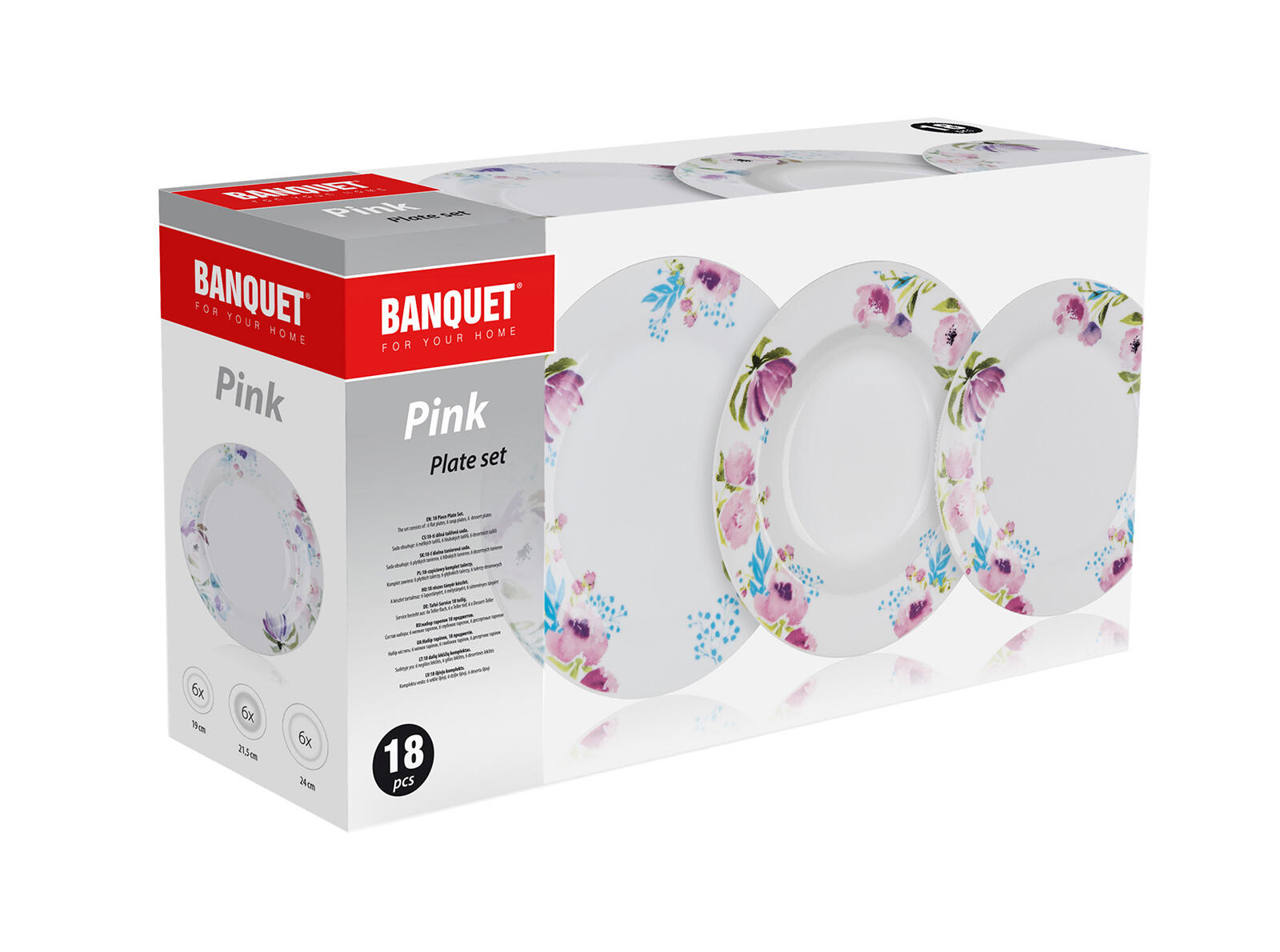sada jídelní PINK FLOWERS 18díl. porcelánová BÍ 7.51 Kg MTA MAXMIX Sklad14 287785
