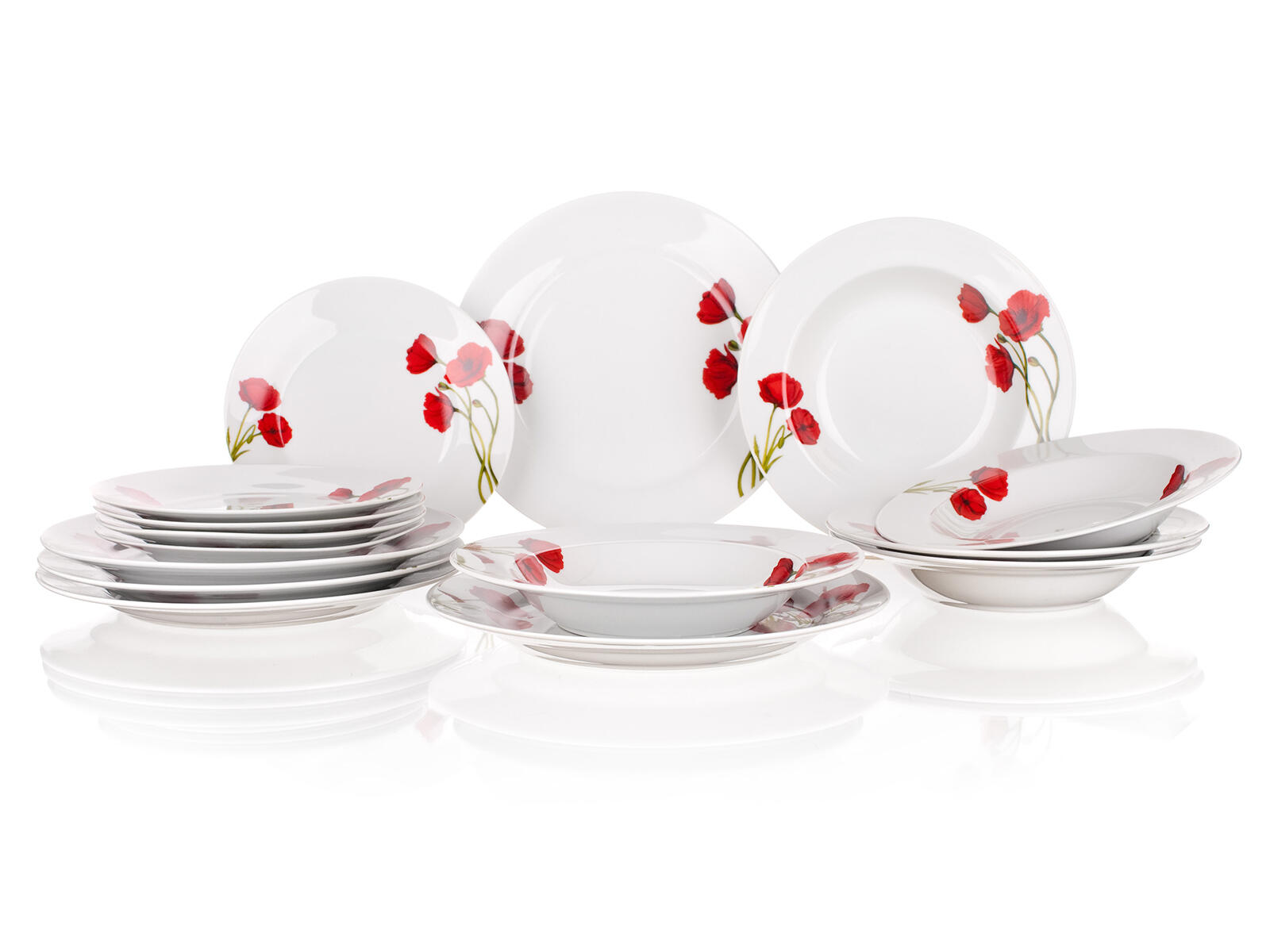 sada jídelní POPPY 18díl. porcelánová BÍ 7.43 Kg MTA MAXMIX Sklad14 287786