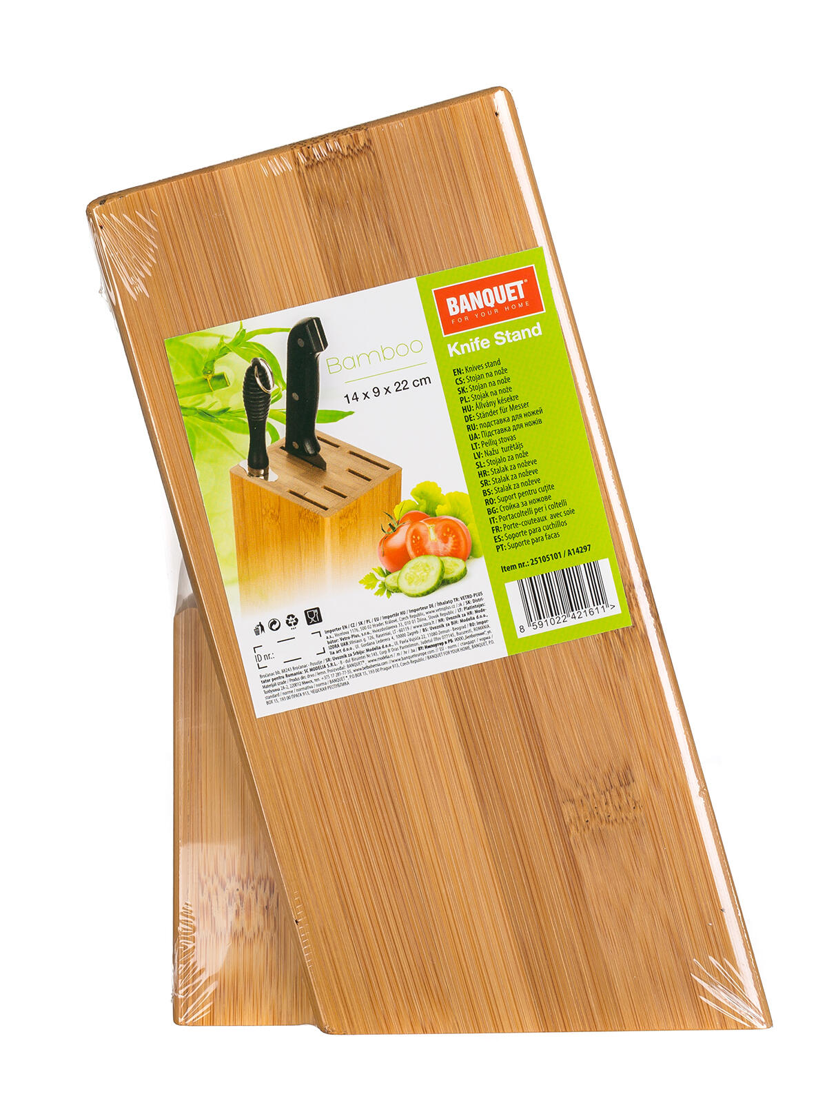 blok na  6 nožů a ocílku 22x14x9cm bambus BRILLANTE 0.53 Kg MTA MAXMIX Sklad14 287838