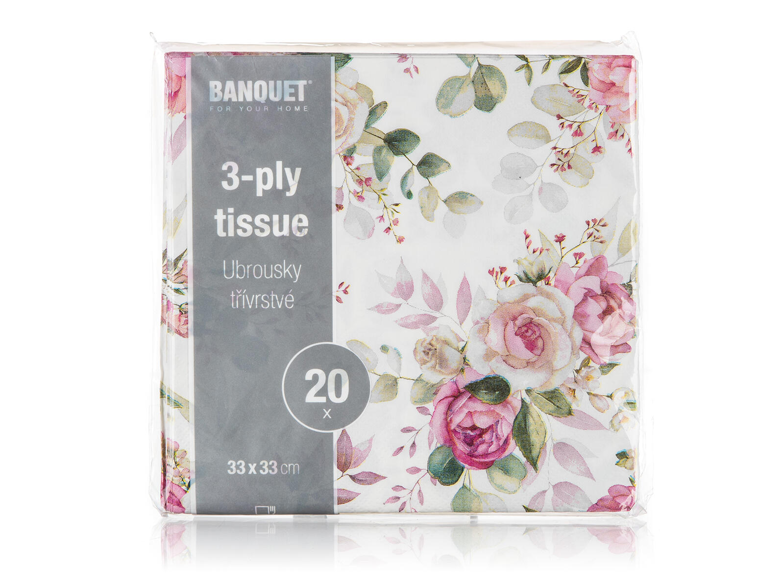 ubrousky 33x33cm PINK ROSE 3vrstvé (20ks) 0.11 Kg MTA MAXMIX Sklad14 287986