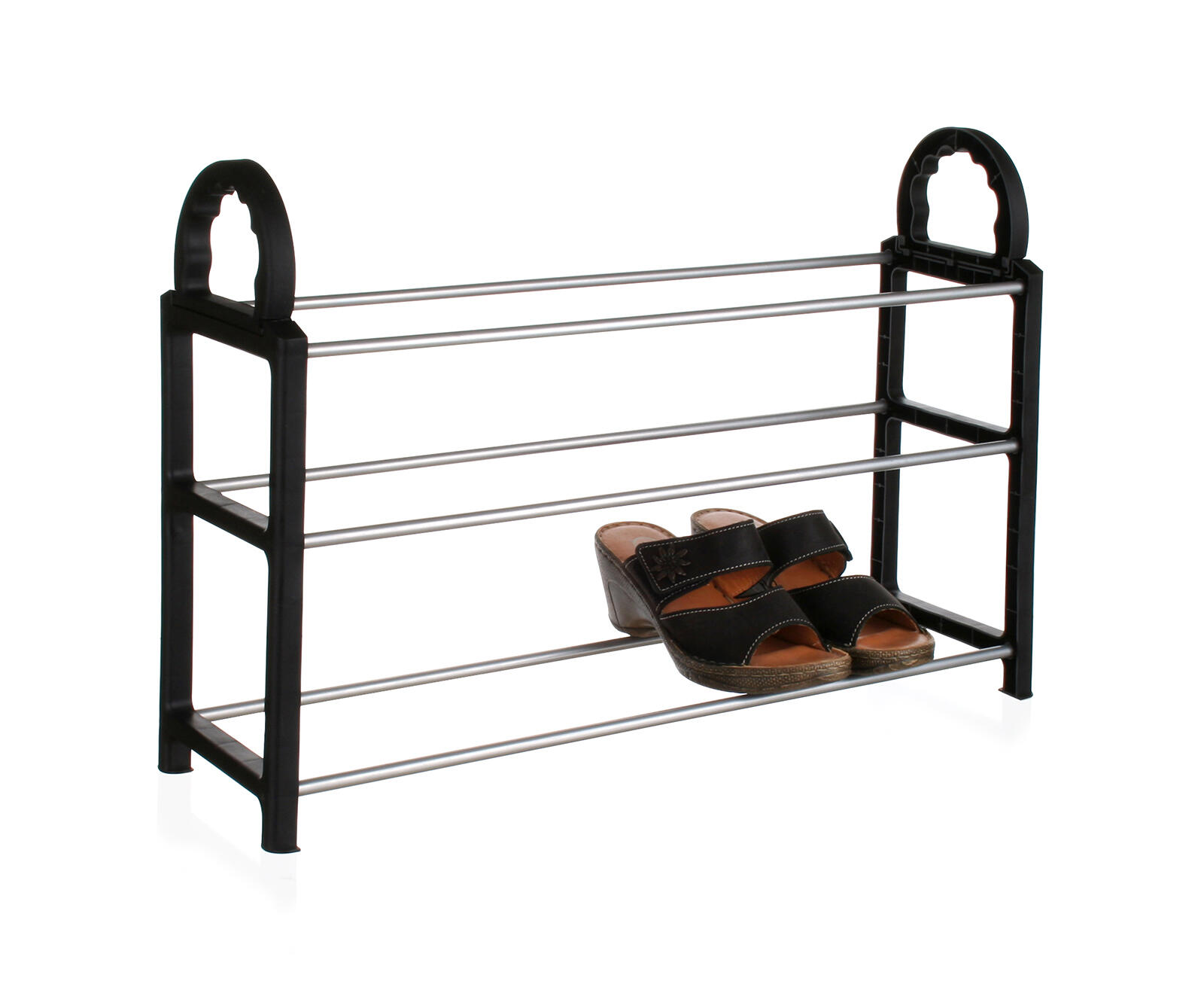 botník BOLTON 3patrový 65x17x42cm, Cr/PH ČER 0.58 Kg MTA MAXMIX Sklad14 326069