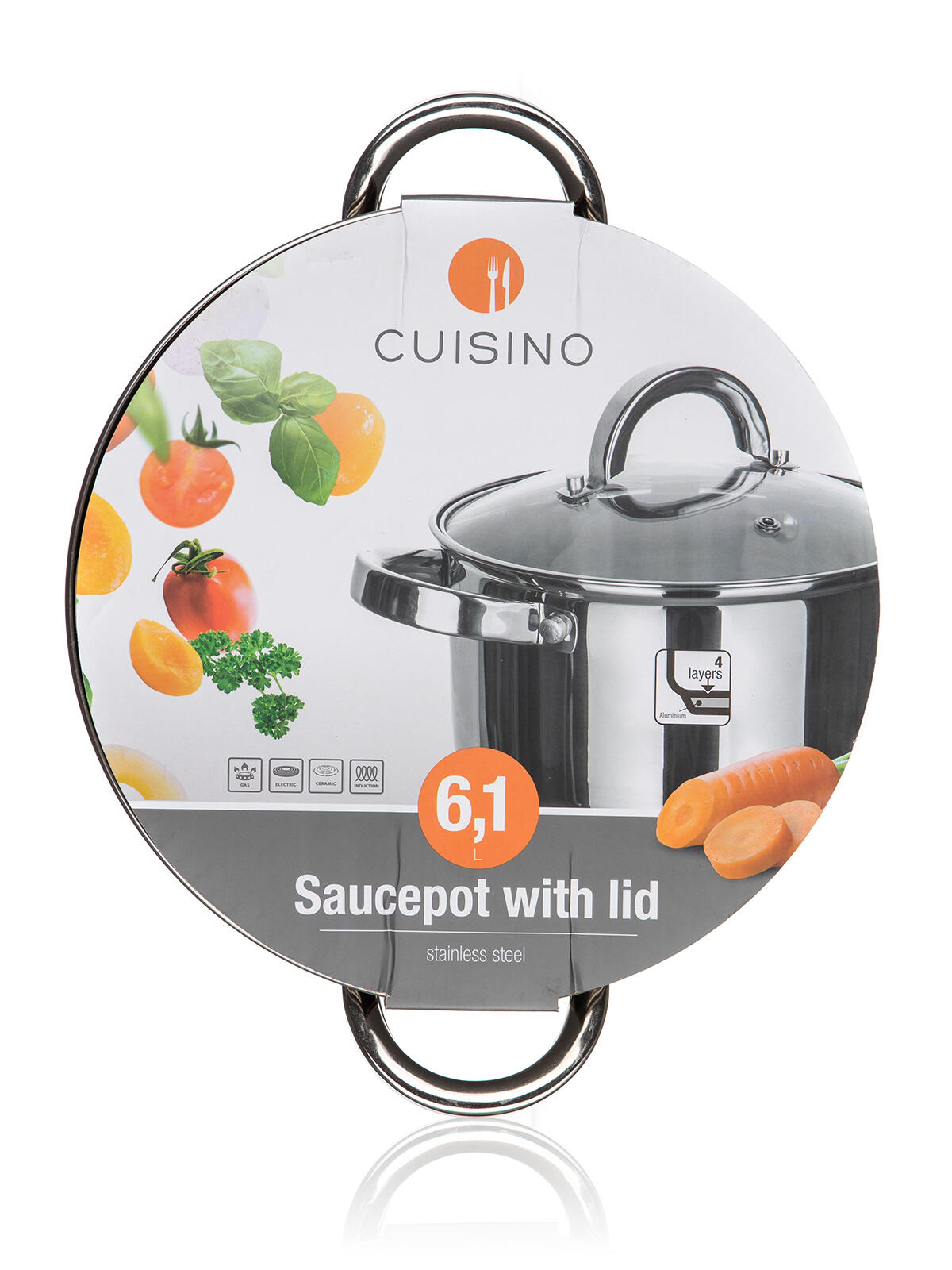 hrnec 24cm se skl.poklicí 6,1l nerez CUISINO 1.45 Kg MTA MAXMIX Sklad14 326081