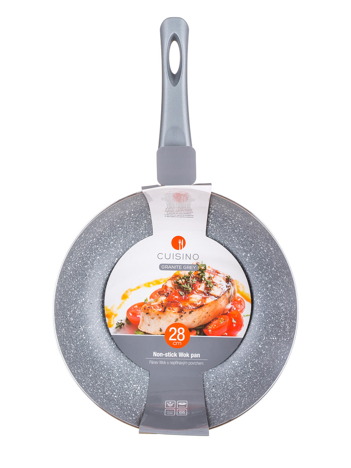 pánev WOK 28cm nepřiln.povrch CUISINO GRANITE GREY 0.79 Kg MTA MAXMIX Sklad14 326110