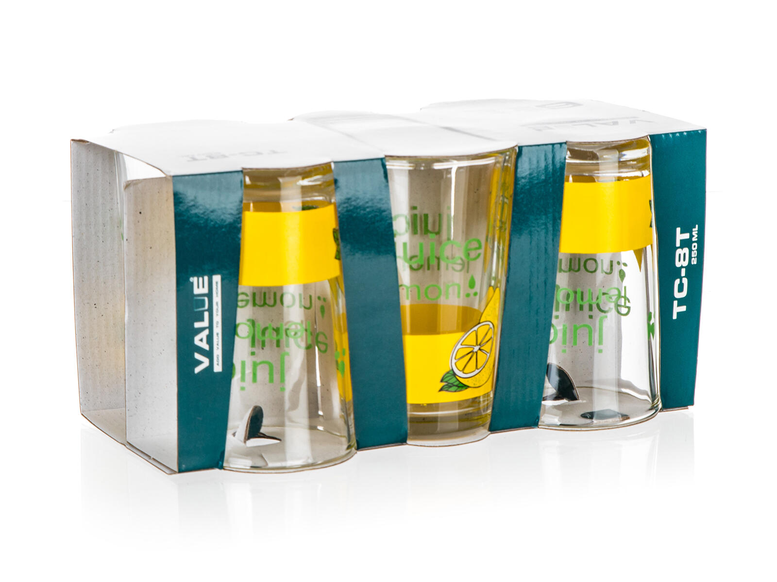 sklenice 250ml s potiskem VALUE LEMON (6ks) 1.44 Kg MTA MAXMIX Sklad14 326131